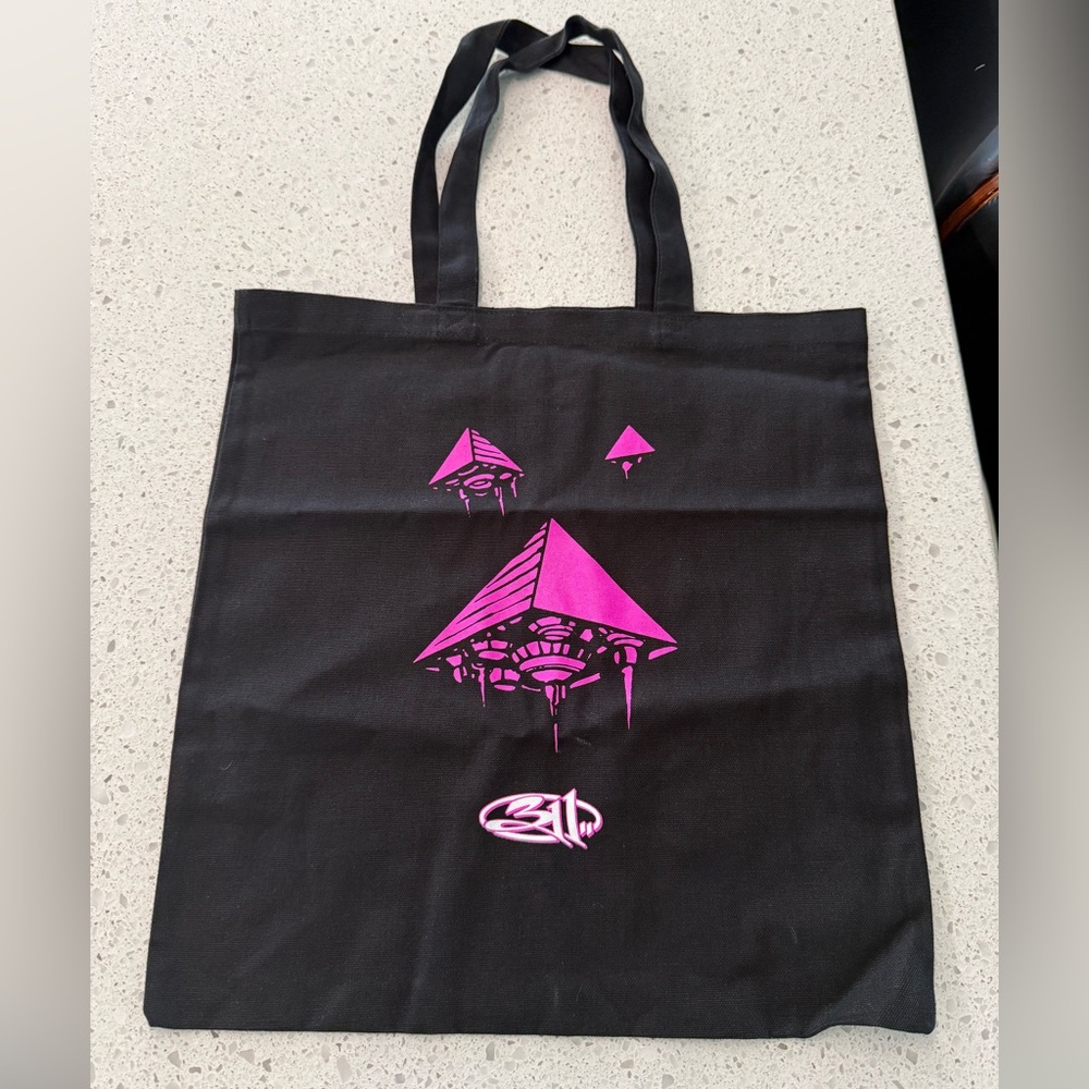 311 Day 2024 Black Tote Bag with Pink Pyramid Graphic